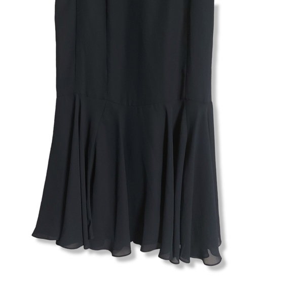 𝅺VINTAGE Elegant Black Layered Ruffle Maxi Skirt - Picture 2 of 6